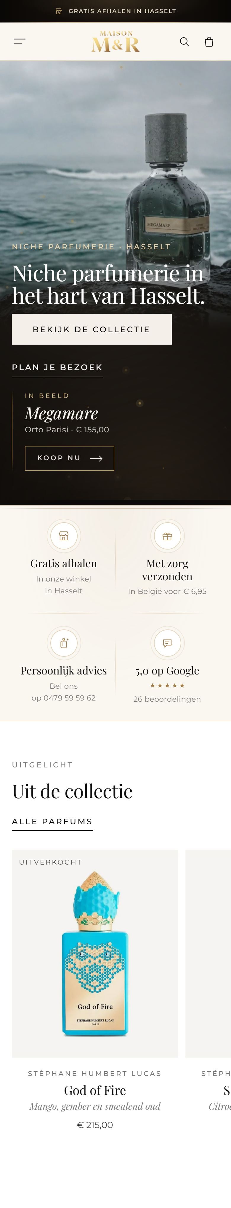 De website maisonmenr.be op een gsm
