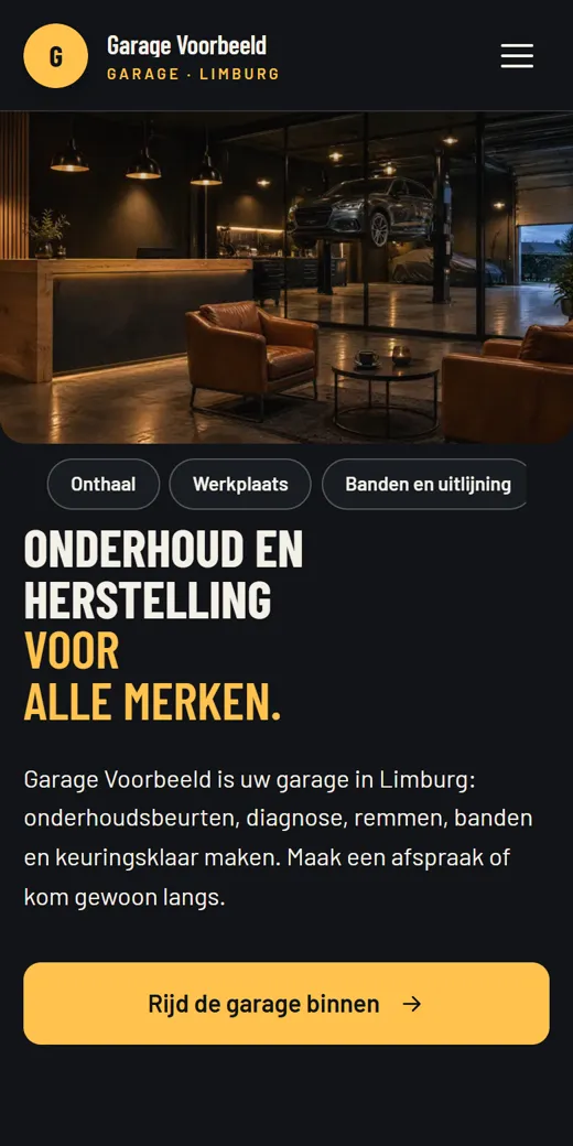Het sjabloon Sjabloon Scrollfilm garage op een gsm