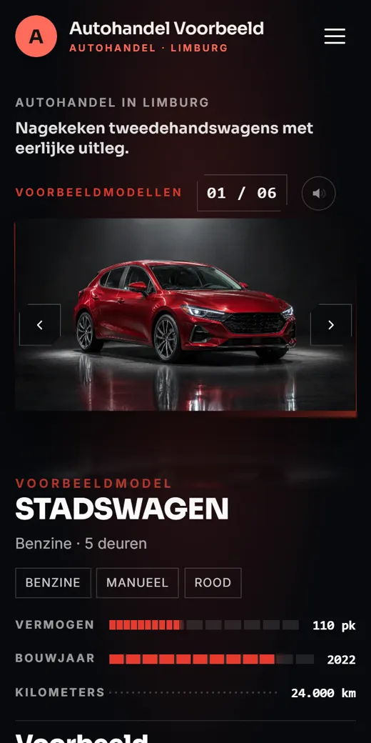 Het sjabloon Sjabloon Showroom op een gsm